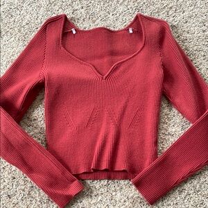 Red Ribbed Knit Sweater